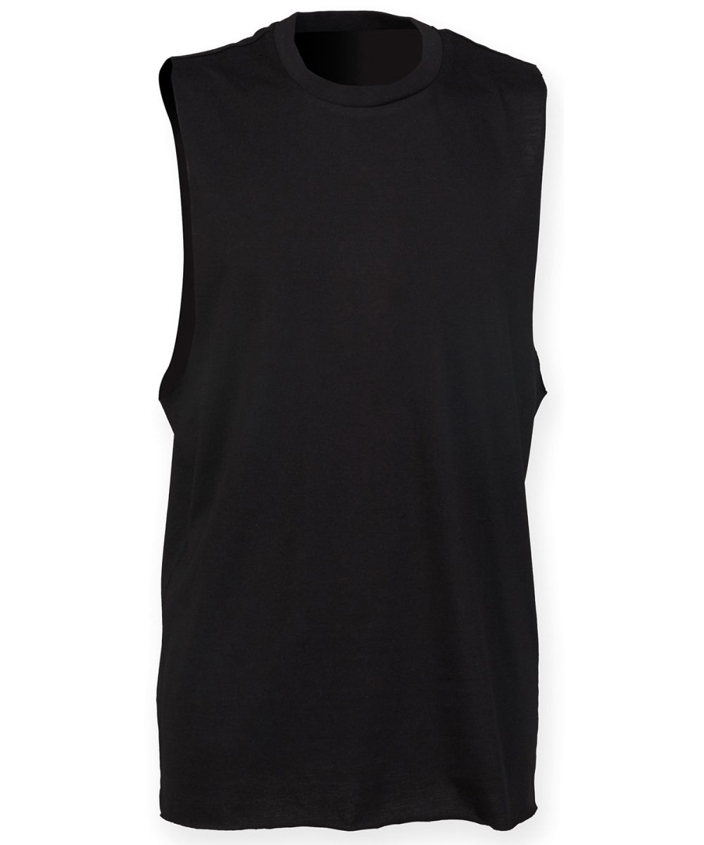 Black High neck slash armhole vest