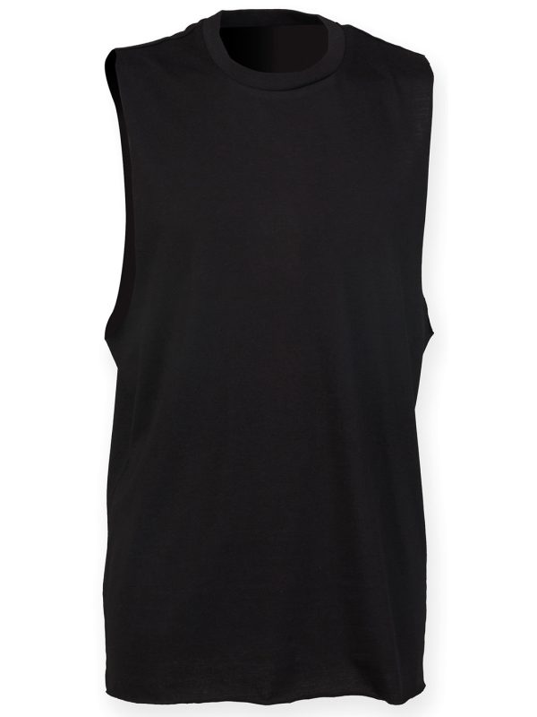 Black High neck slash armhole vest