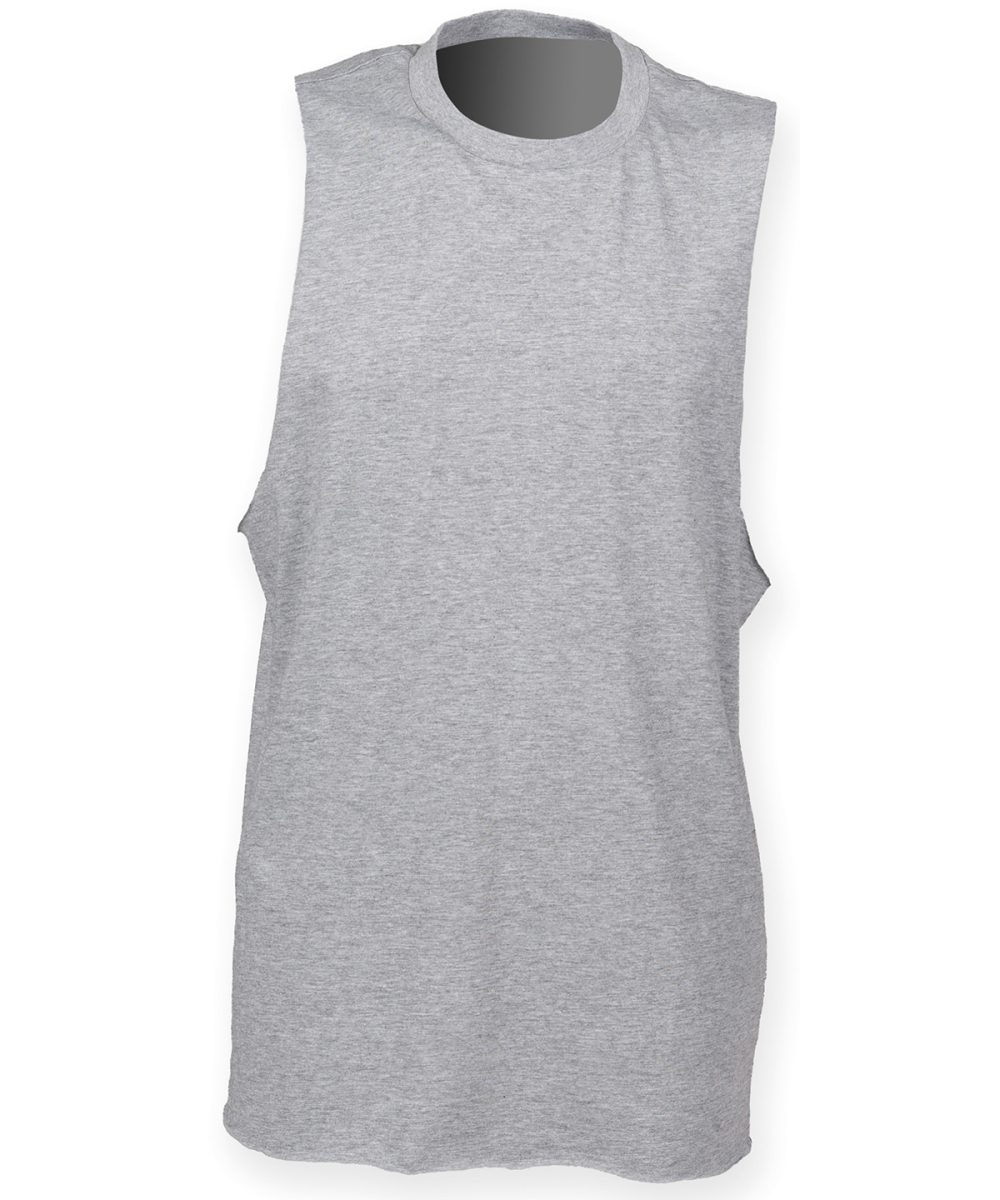 Heather Grey High neck slash armhole vest