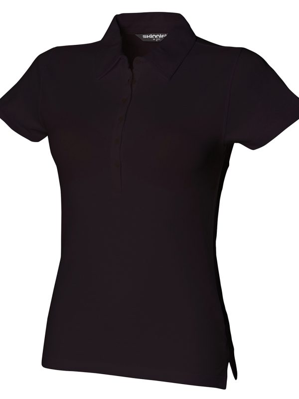 Black Women's short sleeve stretch polo