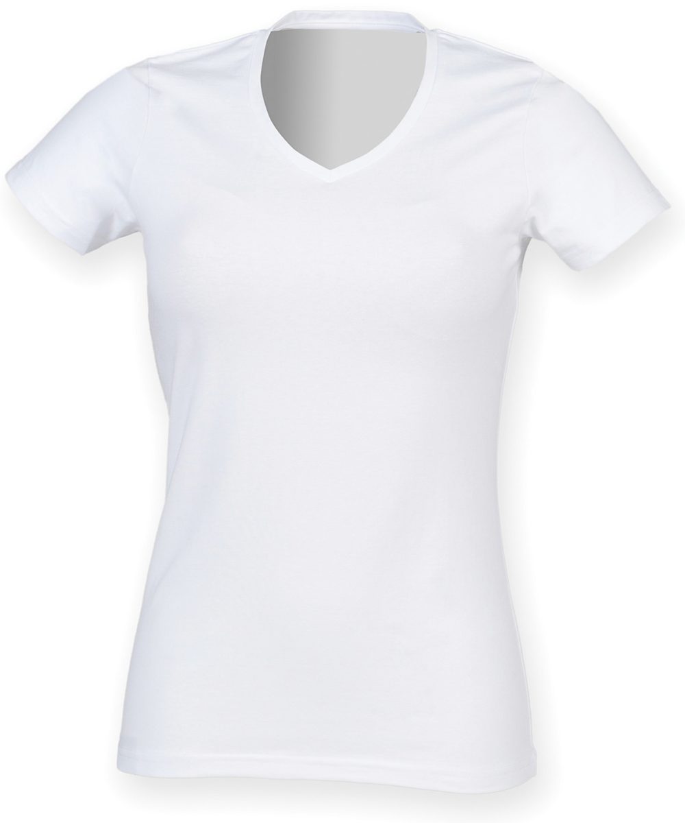 White Feel good women's stretch v-neck t-shirt