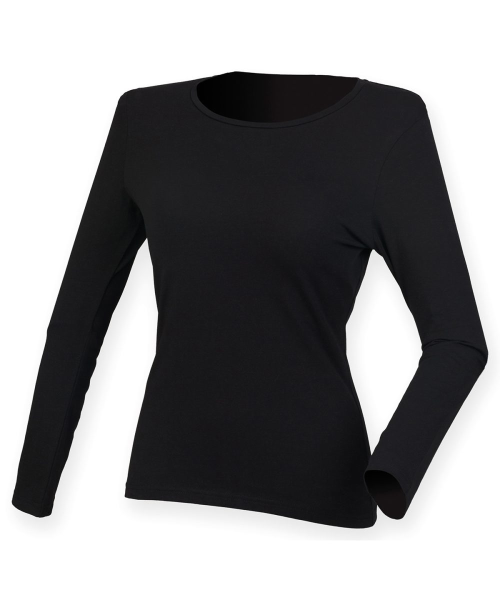 Black Women's feel good long sleeved stretch t-shirt