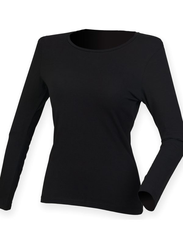 Black Women's feel good long sleeved stretch t-shirt