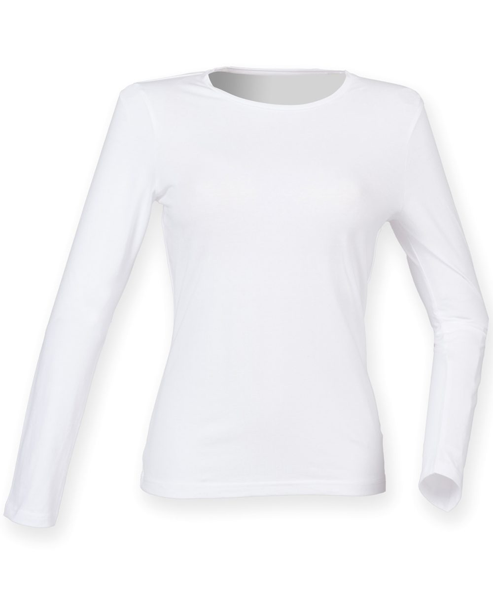 White Women's feel good long sleeved stretch t-shirt