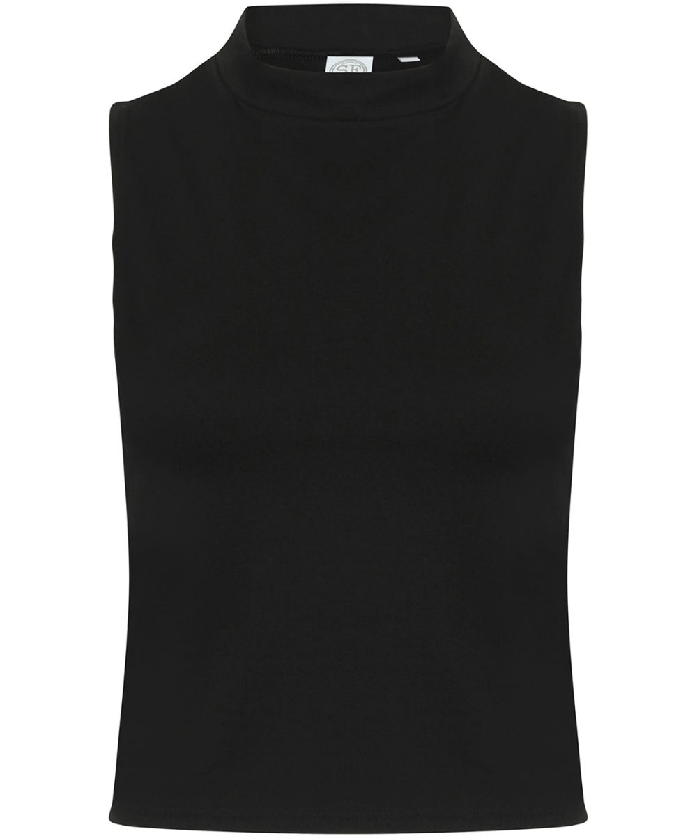 Black Women's high neck crop vest