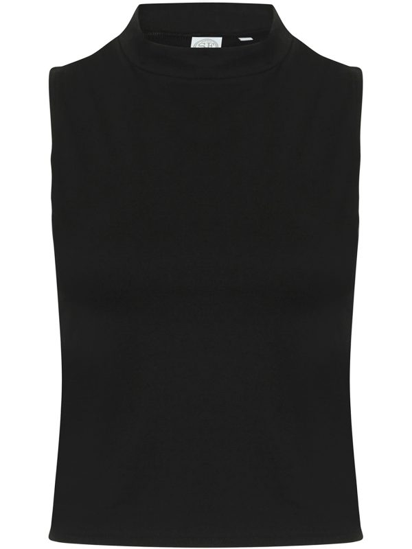 Black Women's high neck crop vest