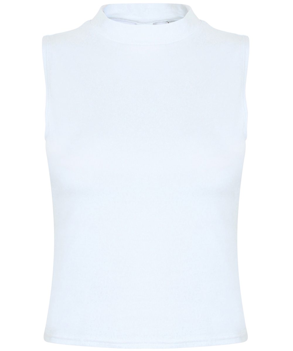 White Women's high neck crop vest