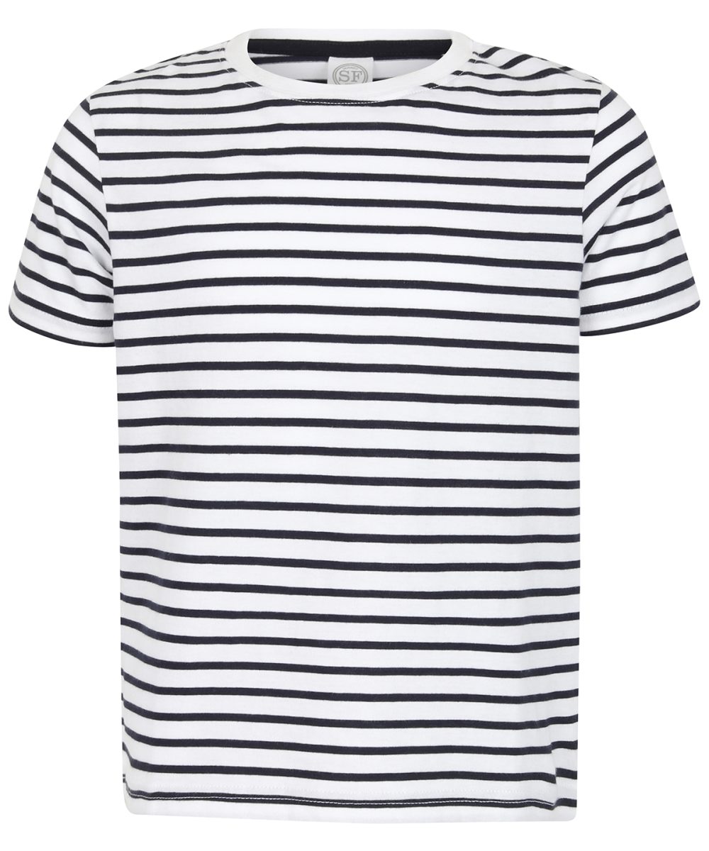 White/Oxford Navy Kids striped T