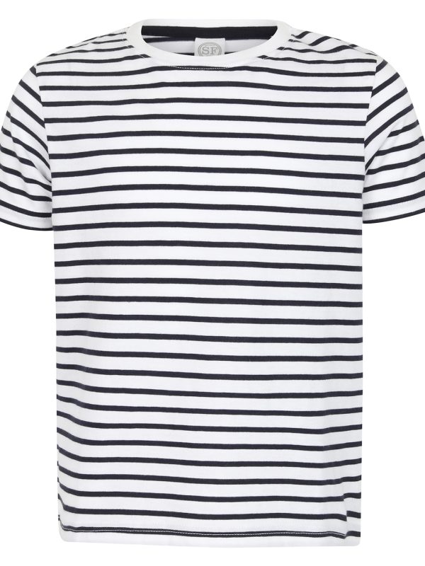 White/Oxford Navy Kids striped T