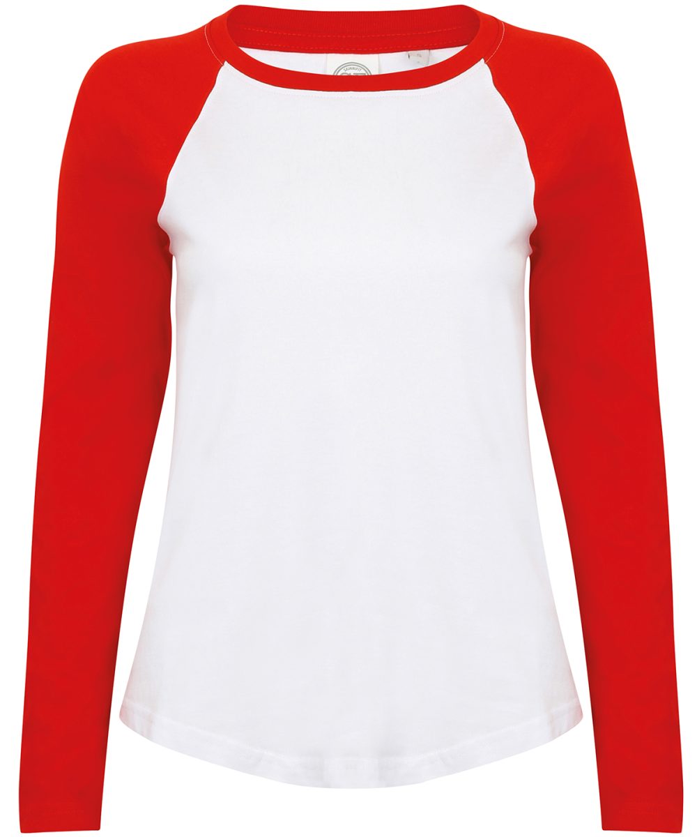 White/Red Kids long sleeve baseball T