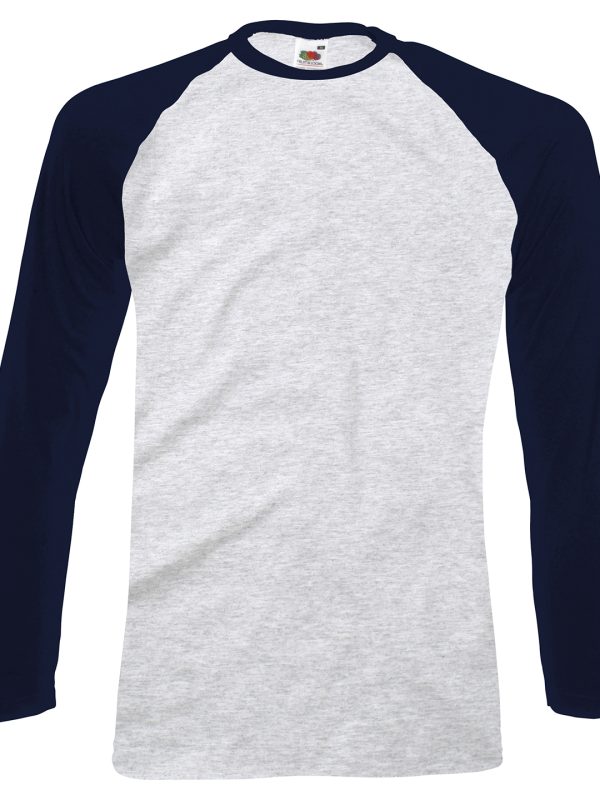 Heather Grey/Deep Navy Long sleeve baseball T