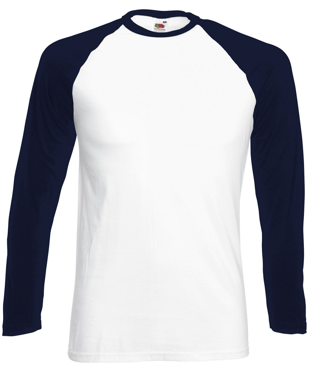 White/Deep Navy* Long sleeve baseball T