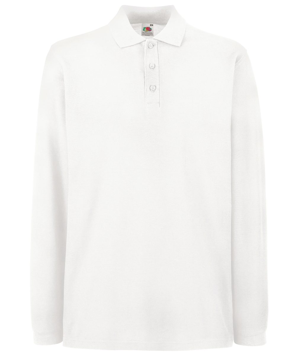 White Premium long sleeve polo