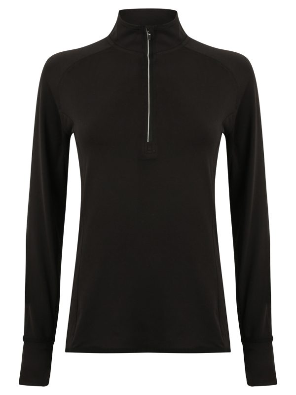 Black Women's long-sleeved ¼ zip top