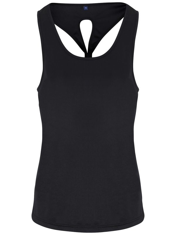 Black Women's TriDri® yoga knot vest