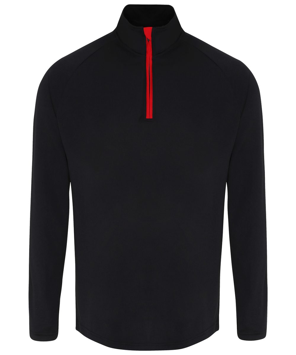 Black/Red TriDri® long sleeve performance ¼ zip