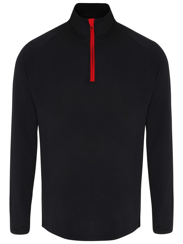 Black/Red TriDri® long sleeve performance ¼ zip