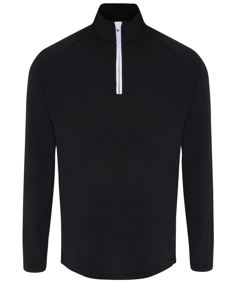 Black/White TriDri® long sleeve performance ¼ zip