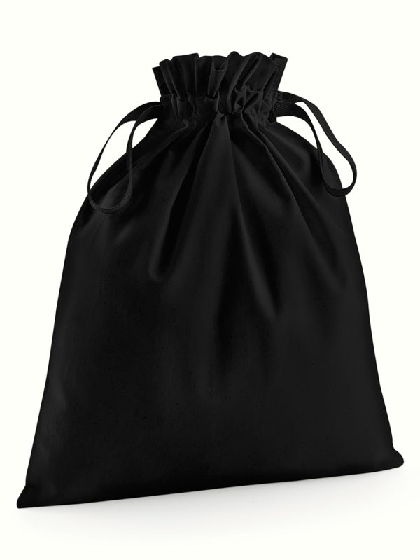 Black Organic cotton drawcord bag