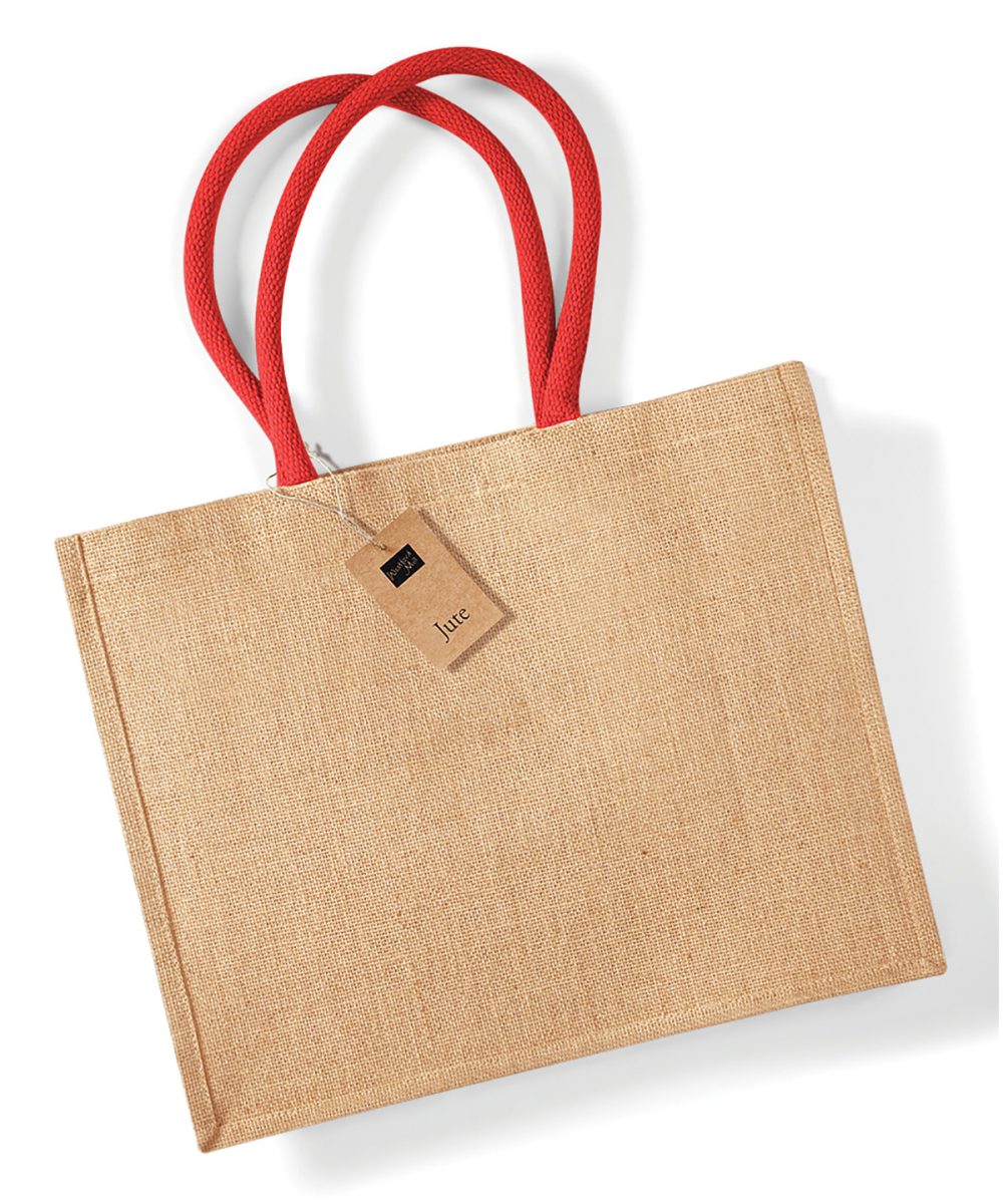 Natural/Bright Red Jute classic shopper