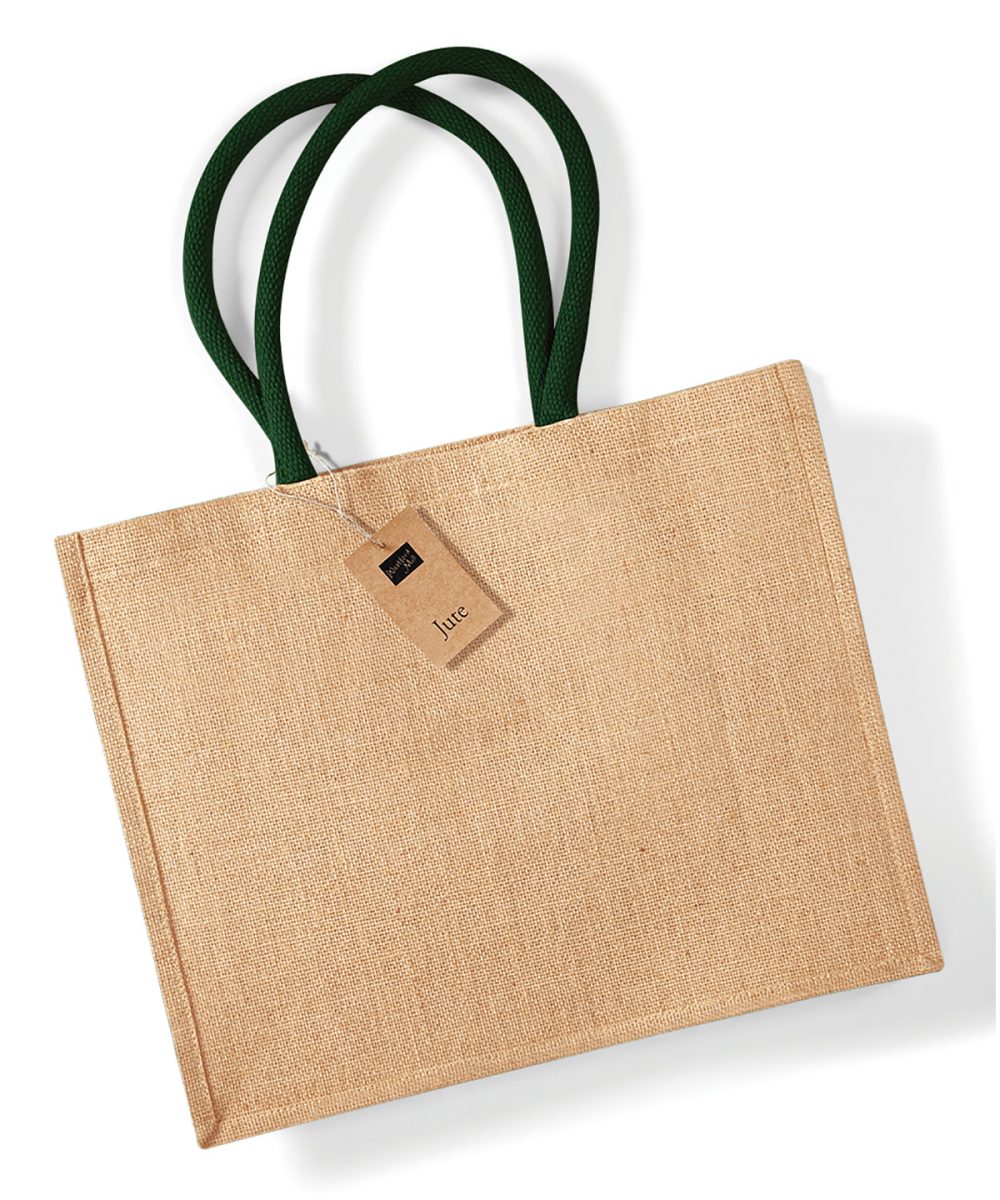 Natural/Forest Green Jute classic shopper