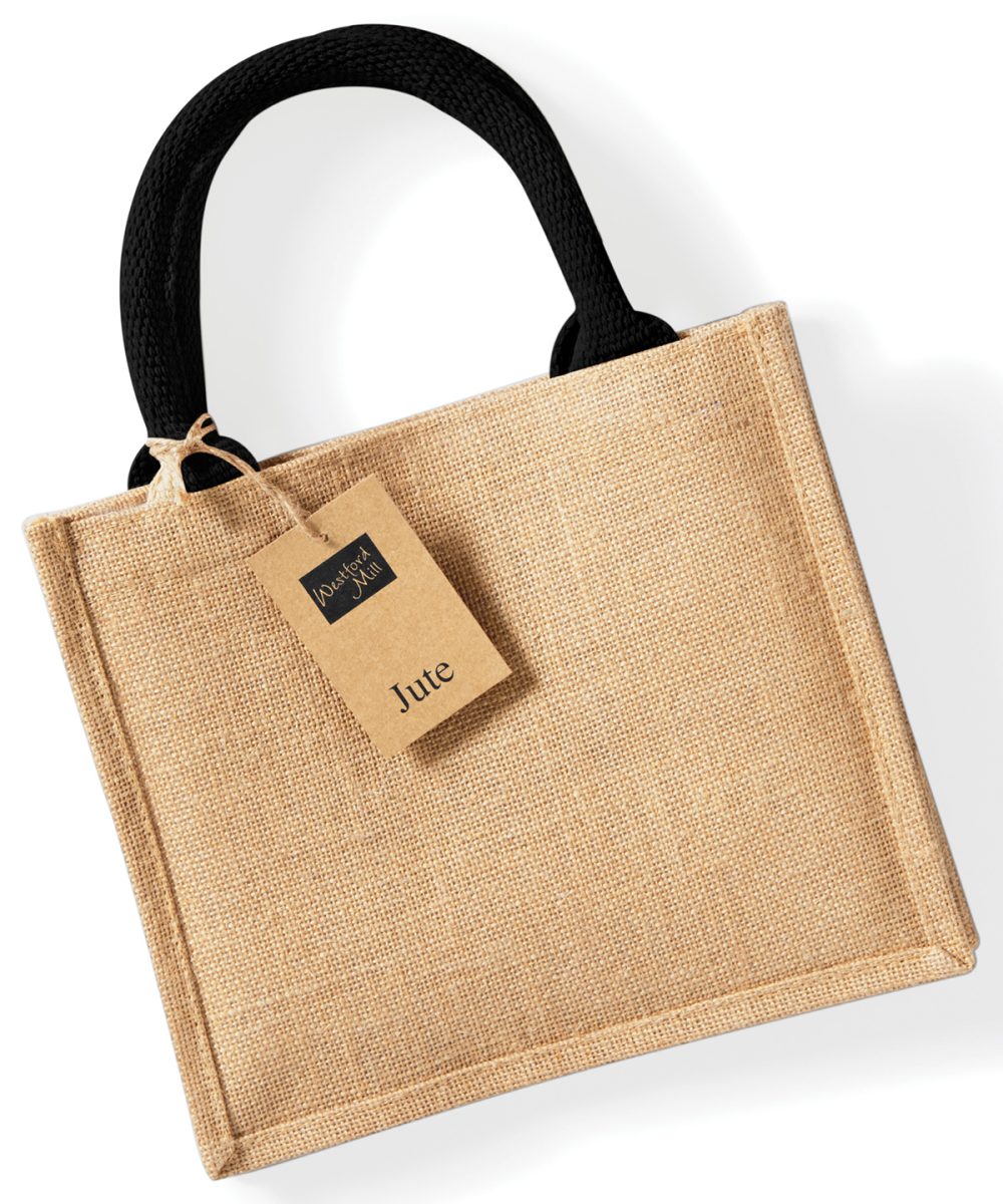 Natural/Black Jute mini gift bag