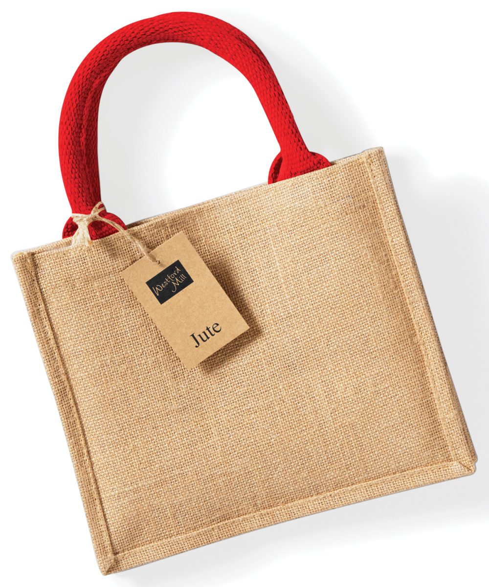 Natural/Bright Red Jute mini gift bag