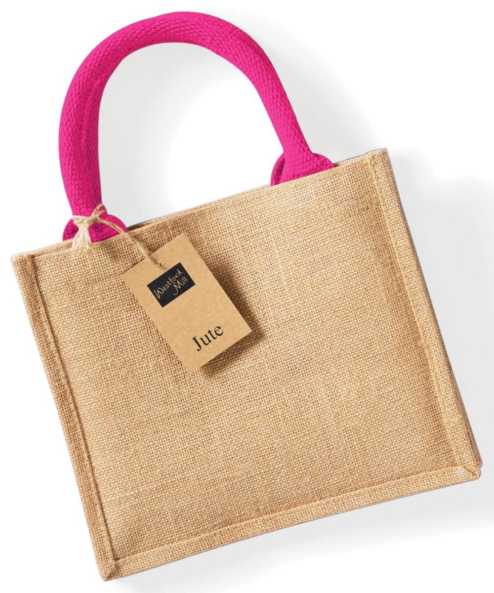 Natural/Fuchsia Jute mini gift bag