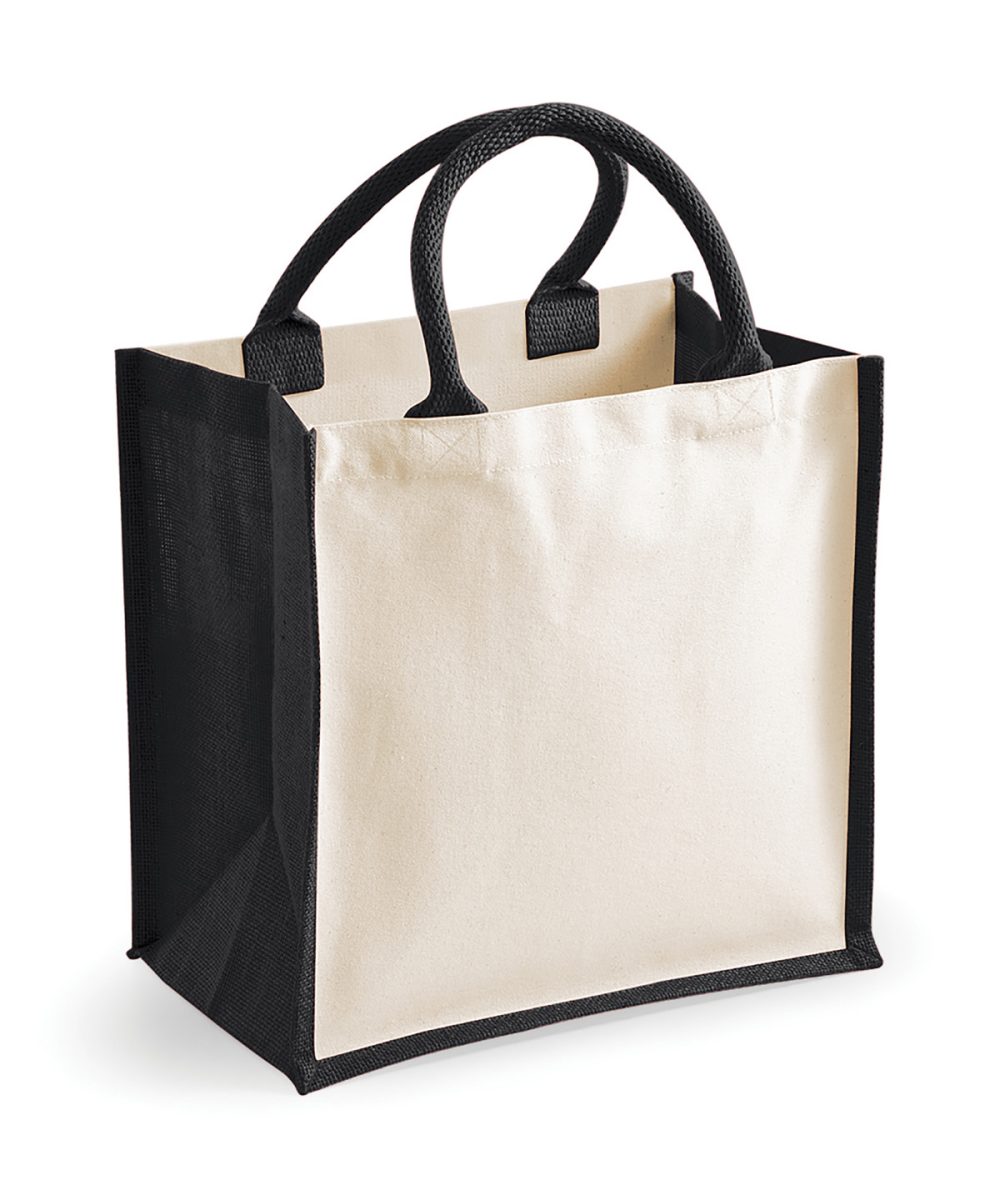 Black Printers midi jute tote