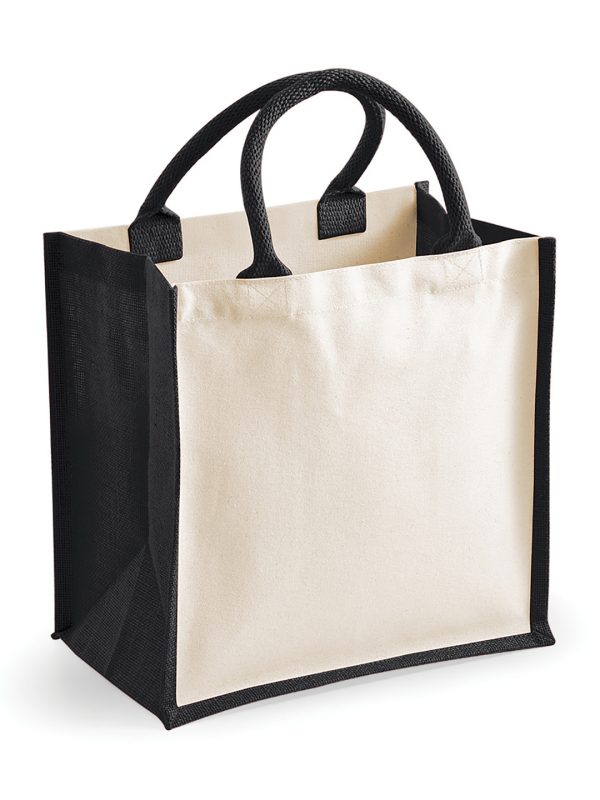 Black Printers midi jute tote