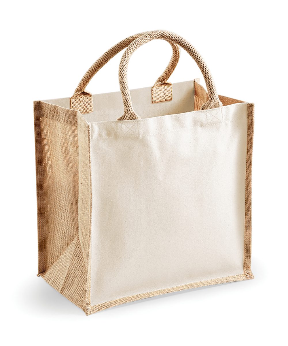 Natural Printers midi jute tote