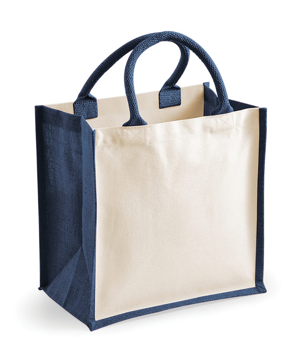 Navy Printers midi jute tote