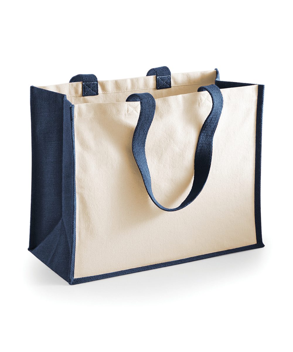 Navy Printers jute classic shopper