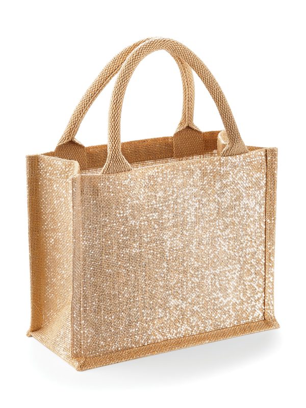 Natural Gold Shimmer jute mini gift bag