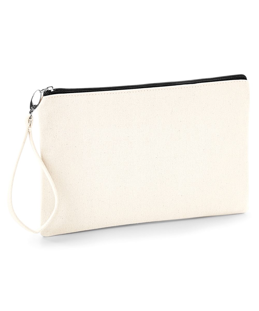 Natural/Black Canvas wristlet pouch