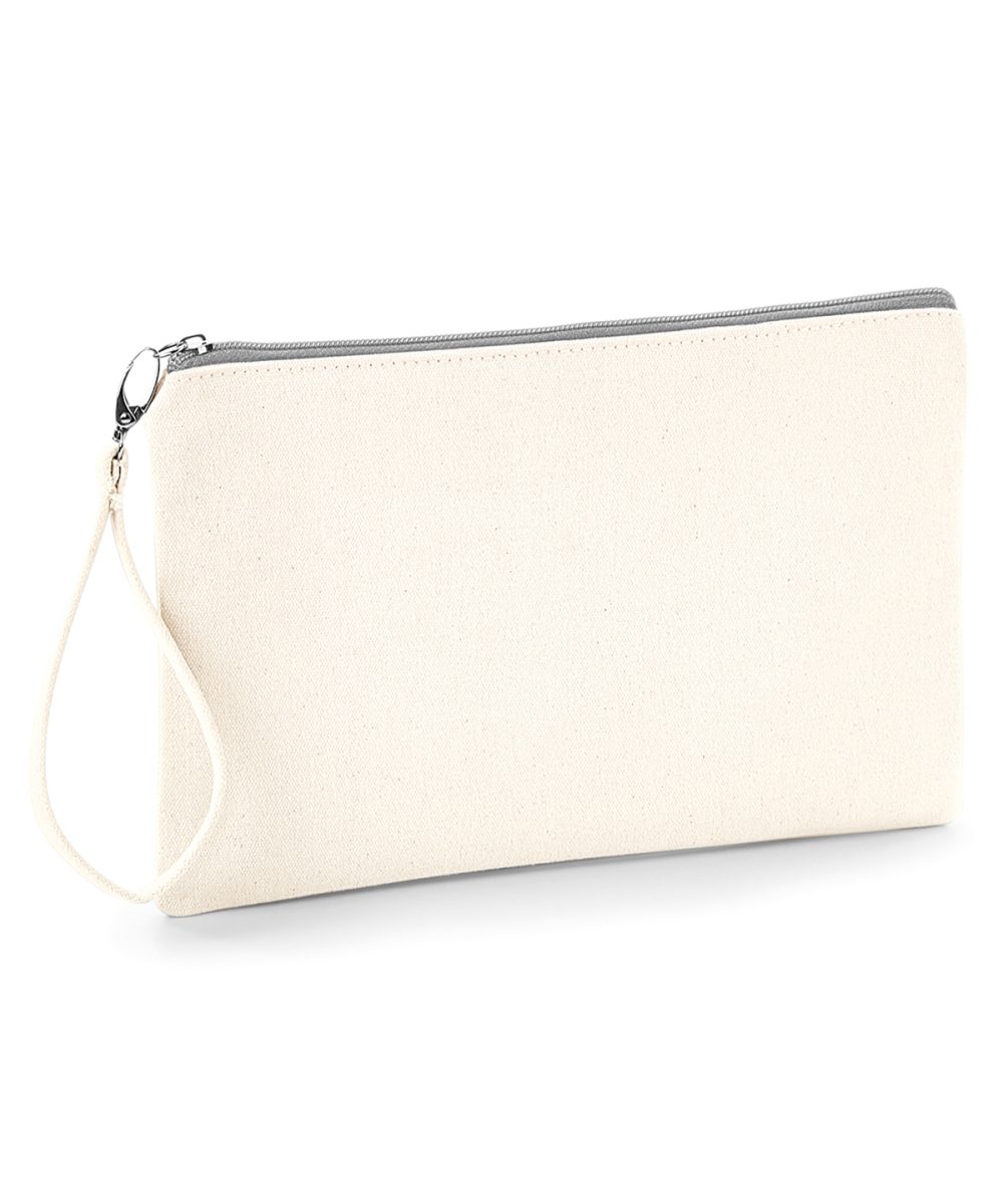 Natural/Light Grey Canvas wristlet pouch