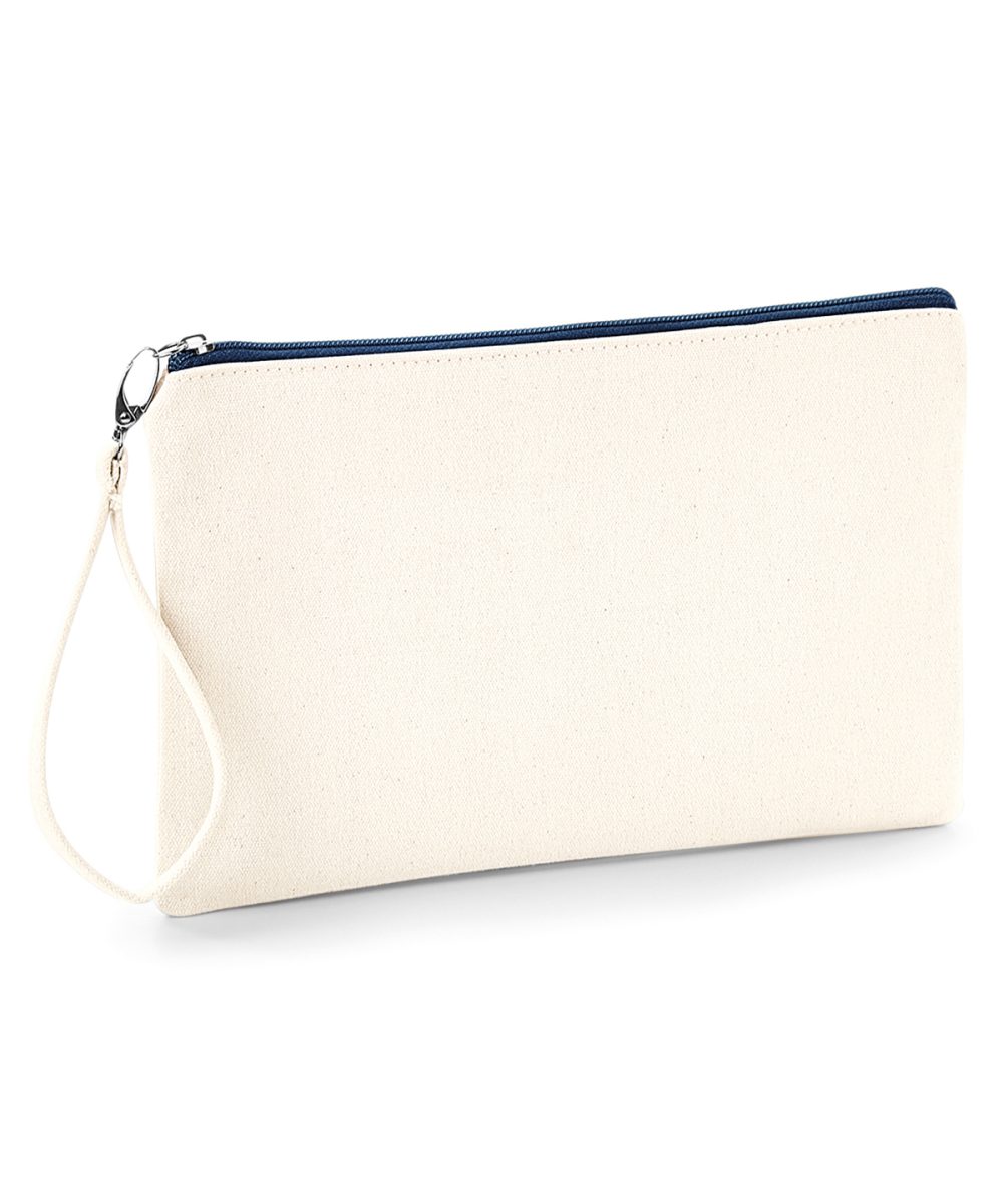 Natural/Navy Canvas wristlet pouch