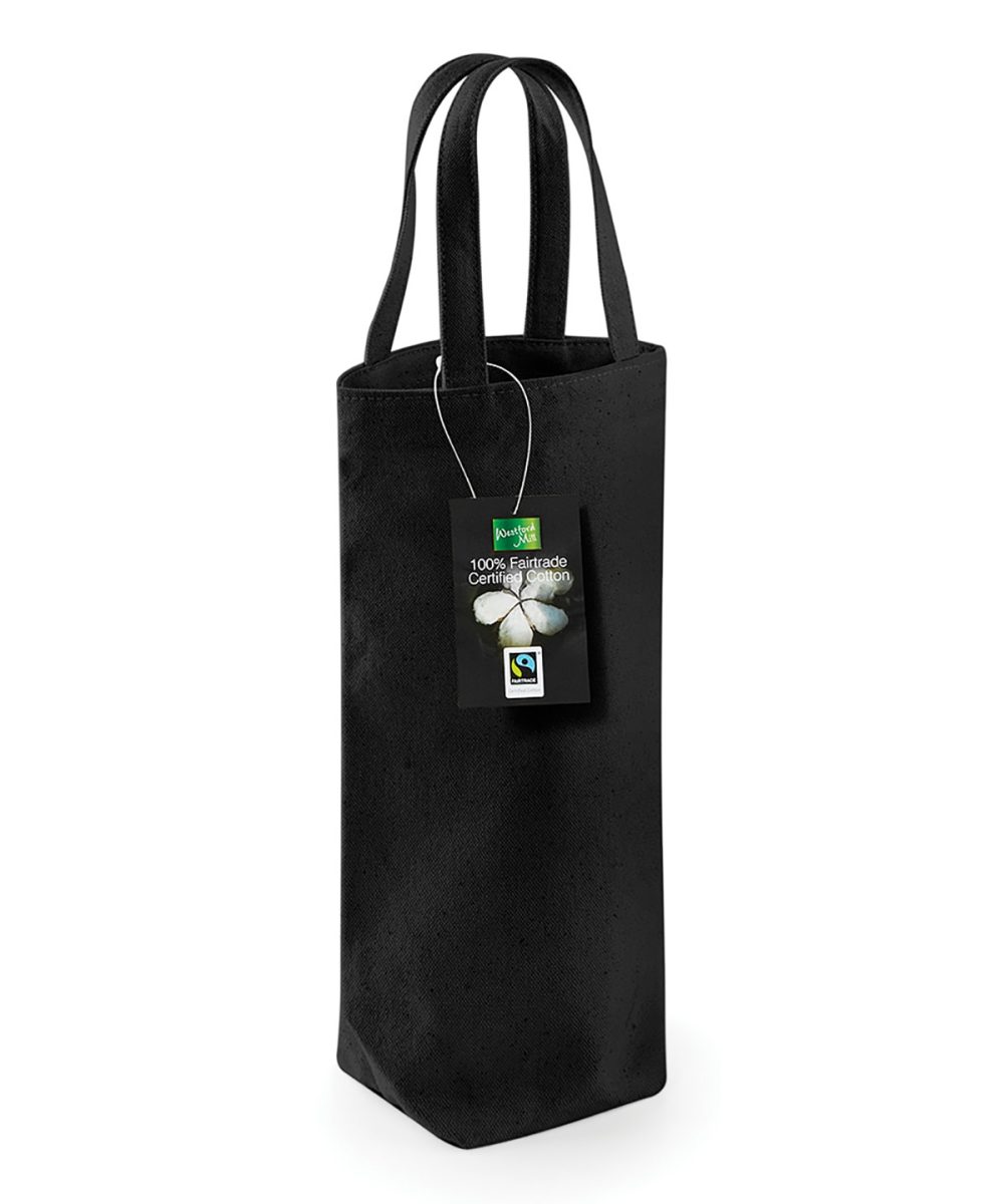 Black Fairtrade cotton bottle bag