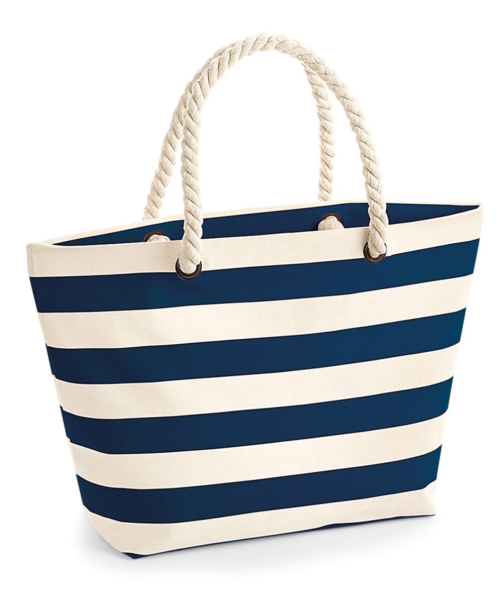 Natural/Navy Nautical beach bag