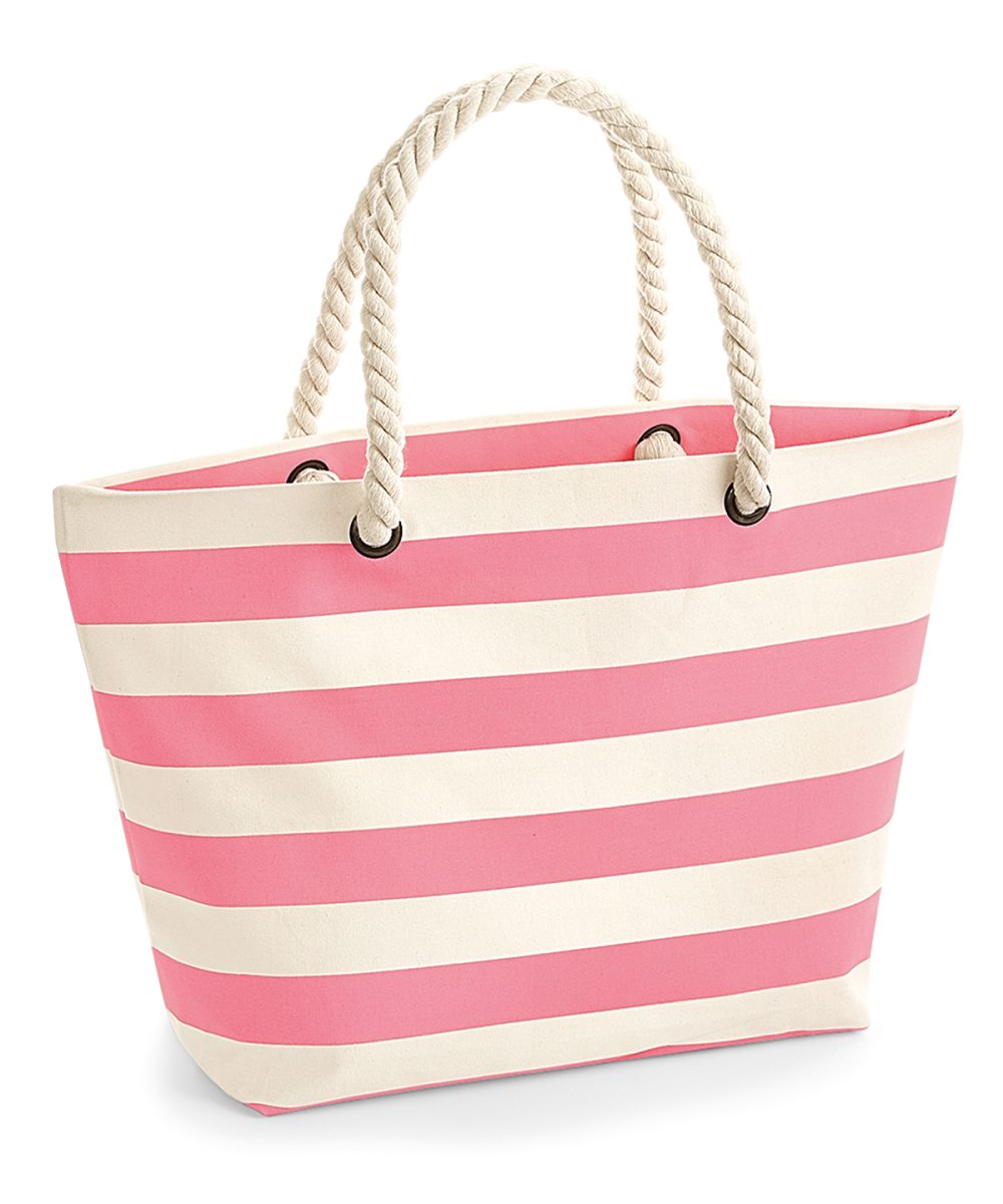 Natural/Pink Nautical beach bag