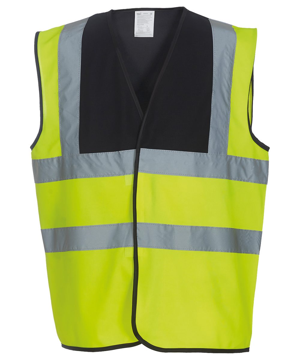 Black Yoke/Yellow Hi-vis 2-band-and-braces waistcoat (HVW100)