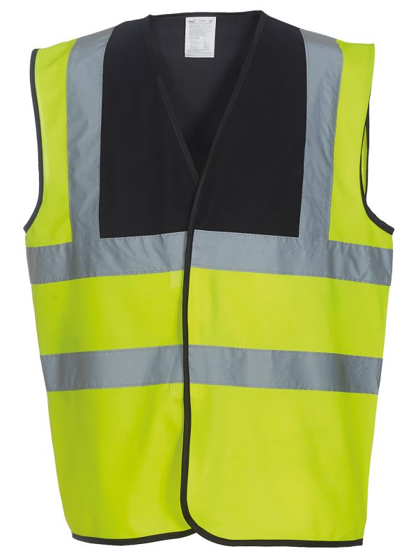 Black Yoke/Yellow Hi-vis 2-band-and-braces waistcoat (HVW100)