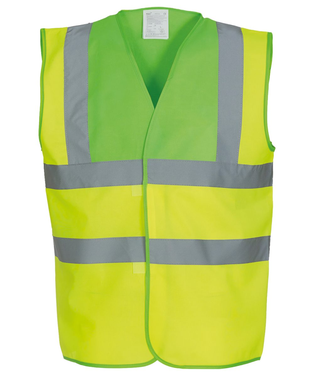 Lime Yoke/Yellow Hi-vis 2-band-and-braces waistcoat (HVW100)