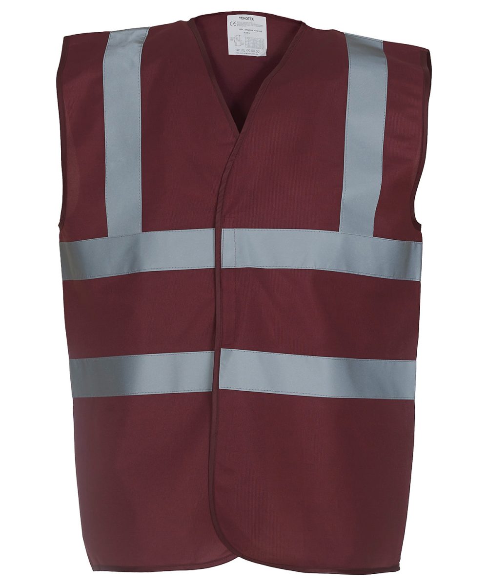 Maroon Hi-vis 2-band-and-braces waistcoat (HVW100)