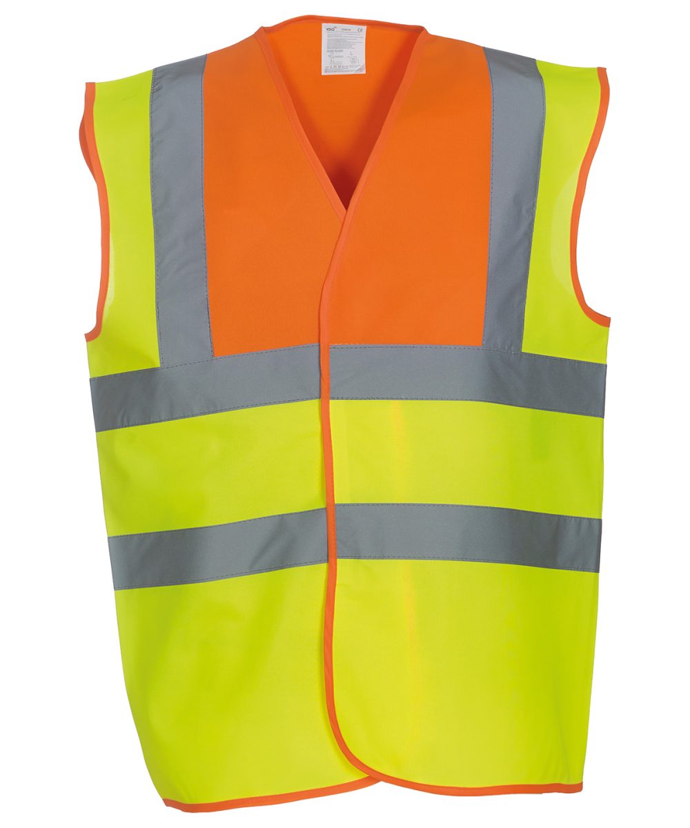 Orange Yoke/Yellow Hi-vis 2-band-and-braces waistcoat (HVW100)