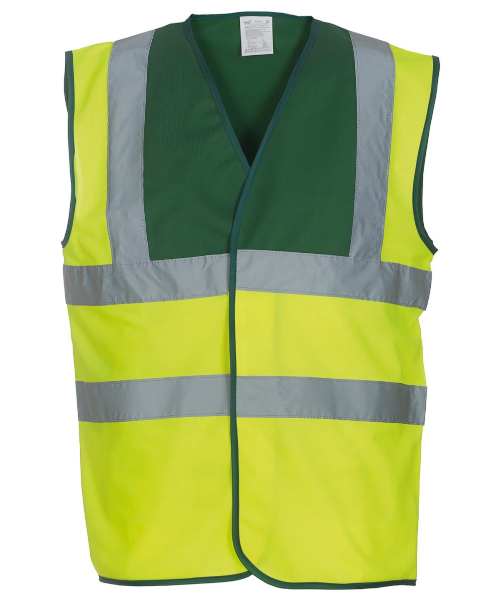 Paramedic Green/Yellow Hi-vis 2-band-and-braces waistcoat (HVW100)