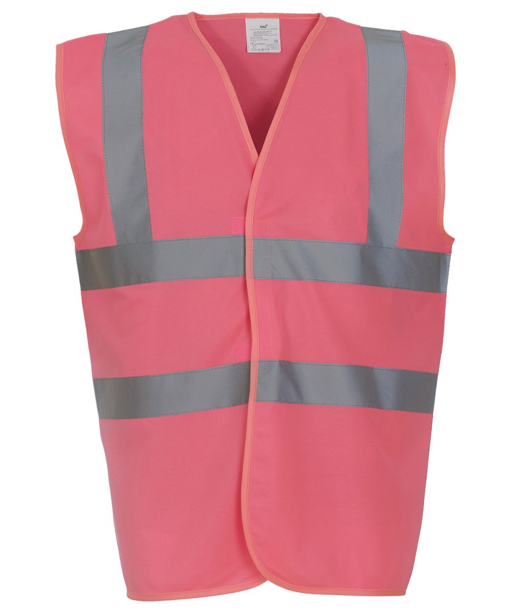 Pink Hi-vis 2-band-and-braces waistcoat (HVW100)