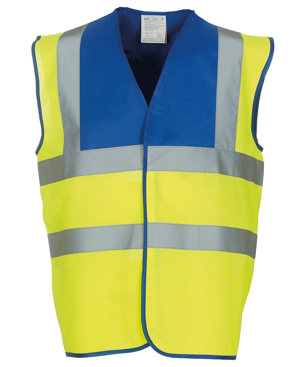 Royal Yoke/Yellow Hi-vis 2-band-and-braces waistcoat (HVW100)