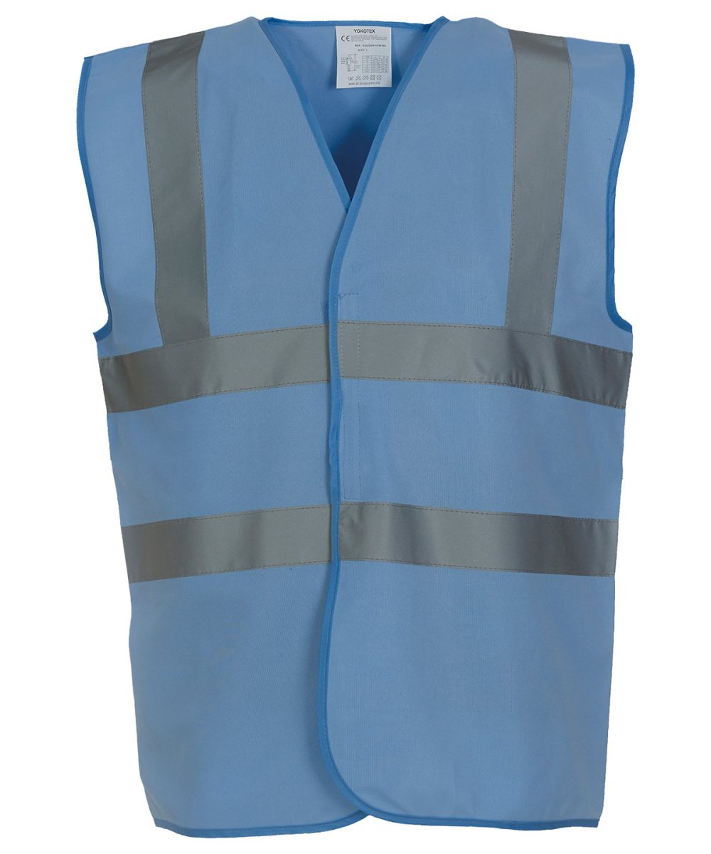 Sky Blue Hi-vis 2-band-and-braces waistcoat (HVW100)