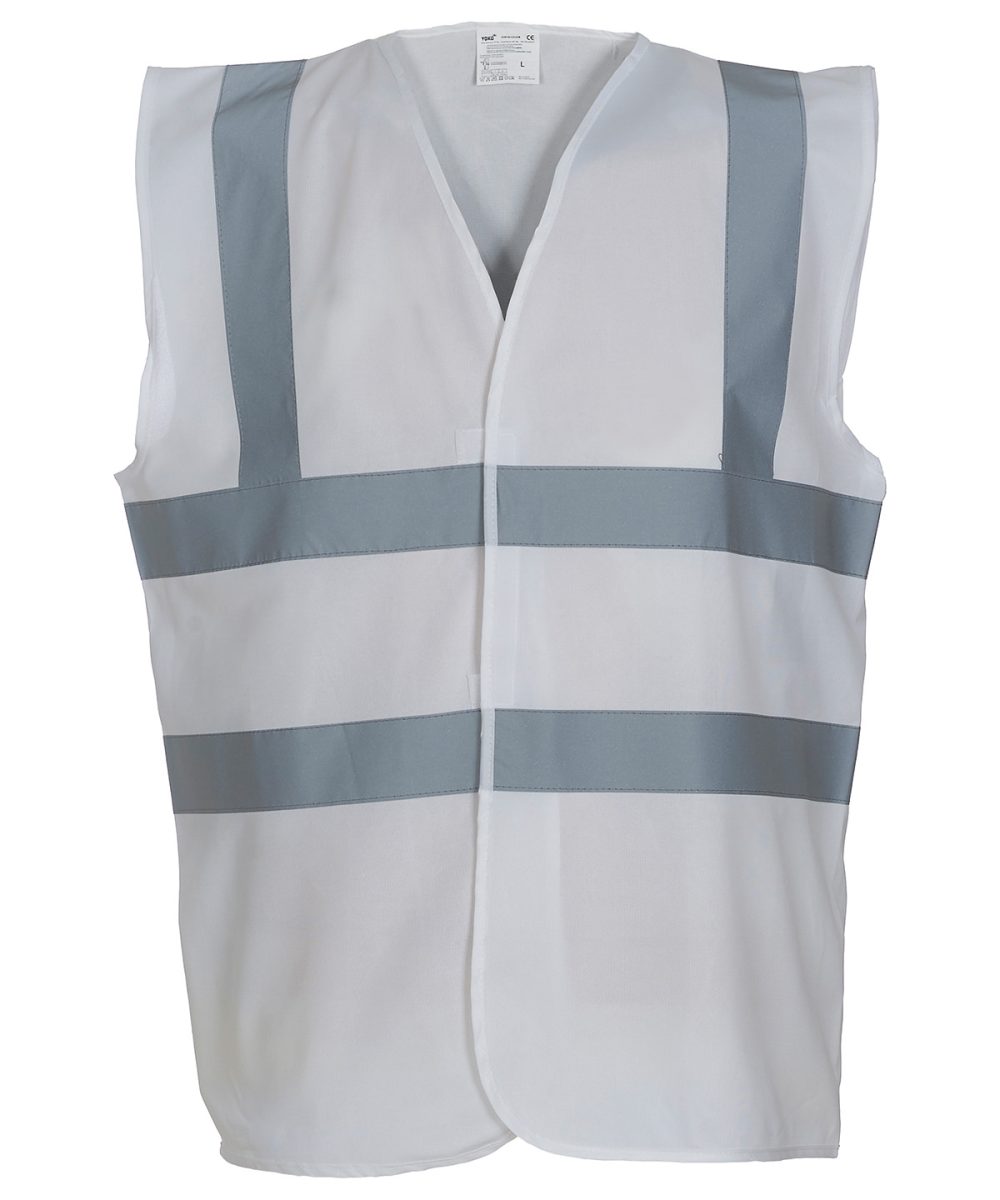 White Hi-vis 2-band-and-braces waistcoat (HVW100)